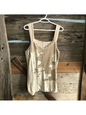 Penningtons Plus Size 2X Cream/Matte Sequin Tank Top